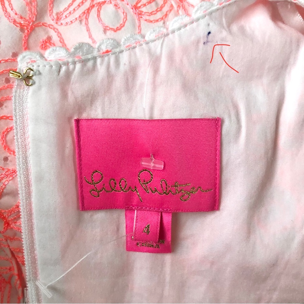 Lilly Pulitzer Ellen Embroidered Flounce Dress In Cantaloupe Size 4 NWOT - Picture 7 of 9